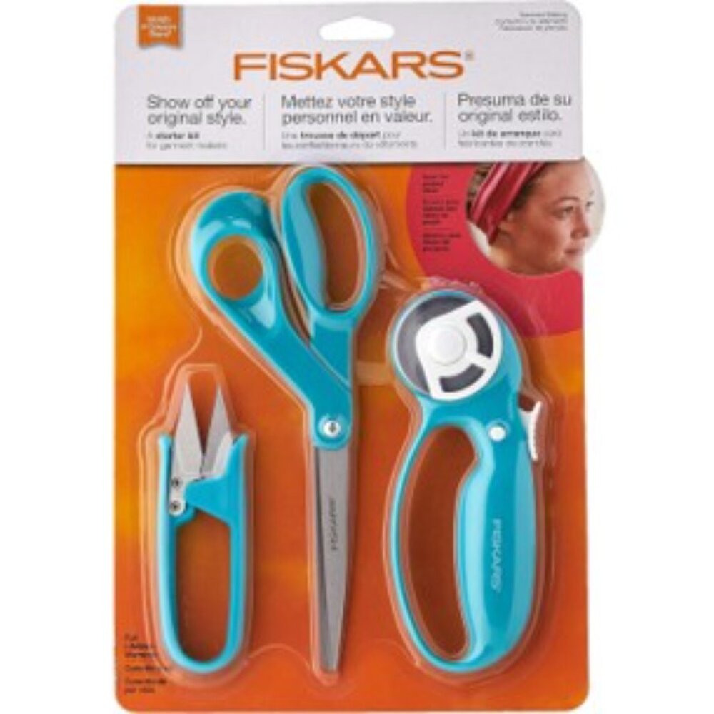 Fiskars 3-pc Garment Making Starter Kit Rotary Cutter, Thread Snip, Scissors NWT